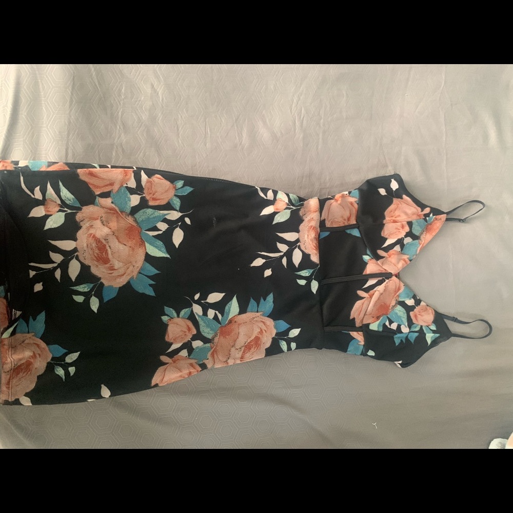 guess amina floral black dress